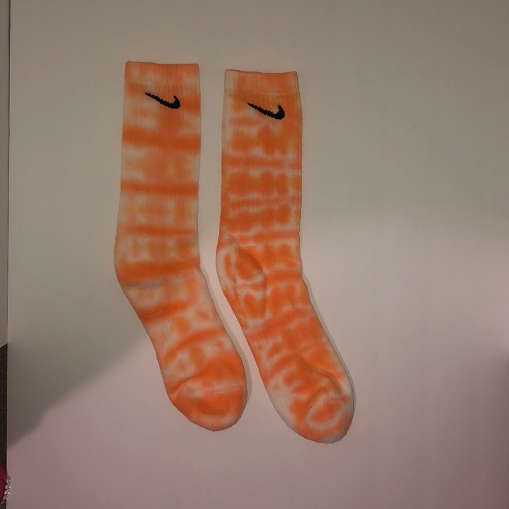 Orange Nike tie dye socks